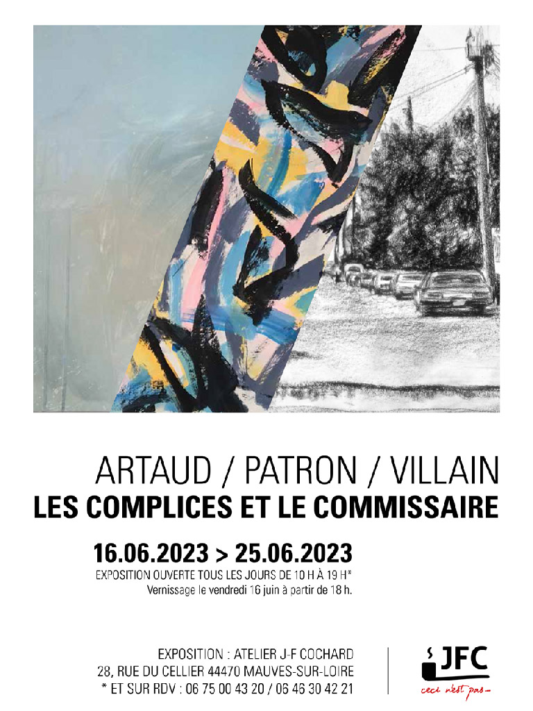 affiche, exposition, j-claude artaud, gérard villain, rené patron, mauves sur loire